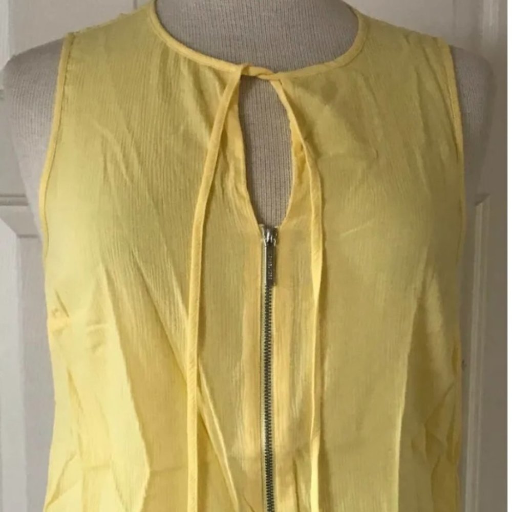 Michael Kors MK Charm Tie 1/2 Zip Sleeveless Cotton Blend Blouse Tank Top NEW!